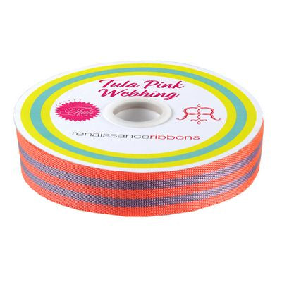 Tula Pink Webbing: 1 in- Peach Berry
