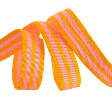 Tula Pink Webbing: 1 in- Orange Fizz