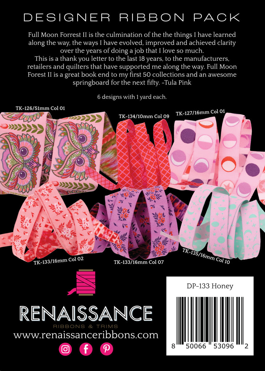Tula Pink FULL MOON FOREST II: Honey-Designer Ribbon Pack