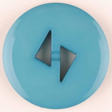 Teal polyamide button with triangular buttonholes