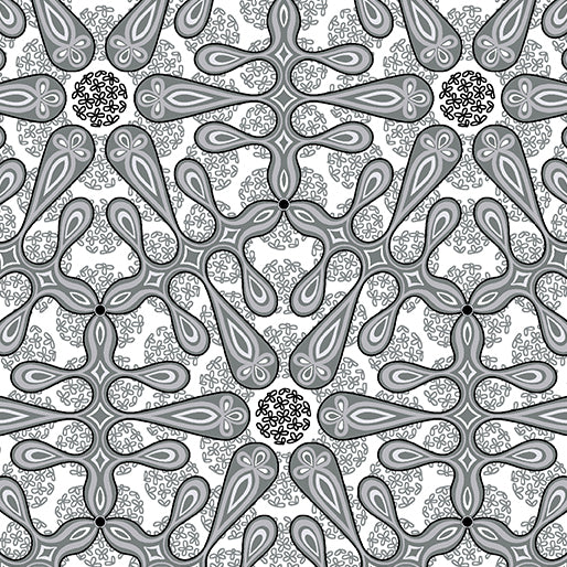 Amanda Murphy BOTANICA: Medallion-Gray (1/4 Yard)