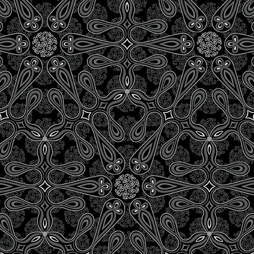 Amanda Murphy BOTANICA: Medallion-Charcoal (1/4 Yard)