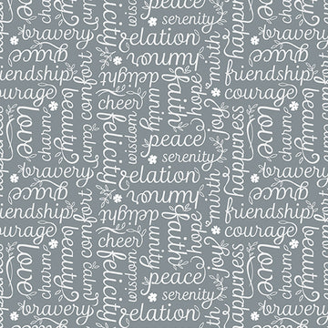 Amanda Murphy BOTANICA: Script-Gray (1/4 Yard)