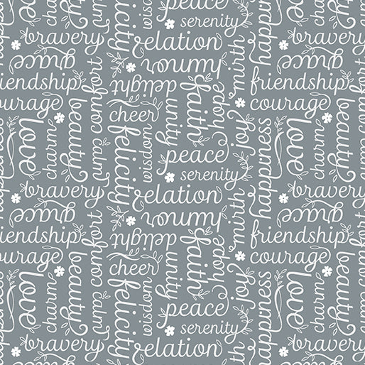 Amanda Murphy BOTANICA: Script-Gray (1/4 Yard)
