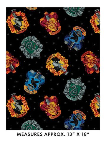 HARRY POTTER: Hogwarts Crests-Black (1/4 Yard)