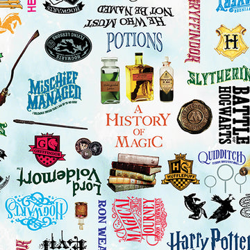 HARRY POTTER: Words-Sky Blue (1/4 Yard)