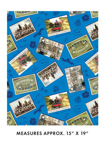HARRY POTTER: Postcards-Royal Blue (1/4 Yard)