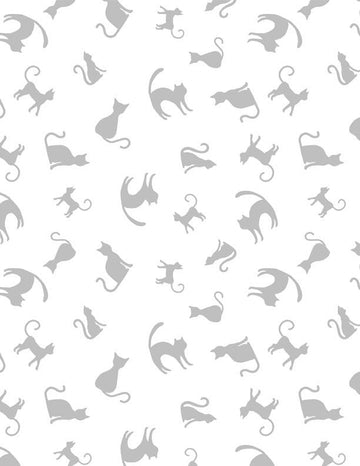 SPOOKY SPECTABLE: Cat Toss-White/White (1/4 Yard)
