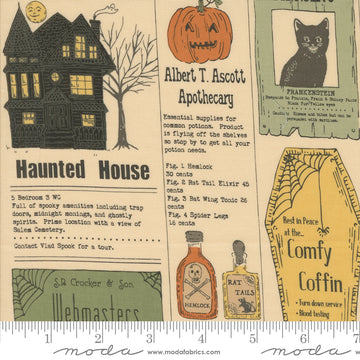 HOME SWEET HAUNT: Vintage Newspaper-Bone (1/4 Yard)
