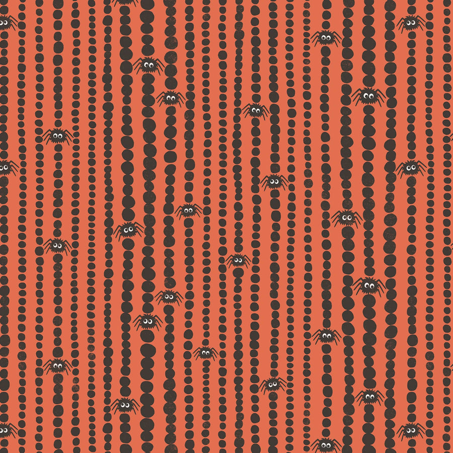 GOTHIC WHIMSY: Spiders Stripes-Red/Black (1/4 Yard)
