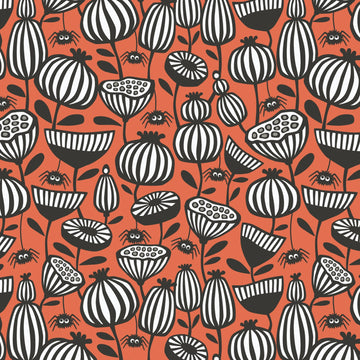 GOTHIC WHIMSY: Spiders Garden-Red/Black (1/4 Yard)