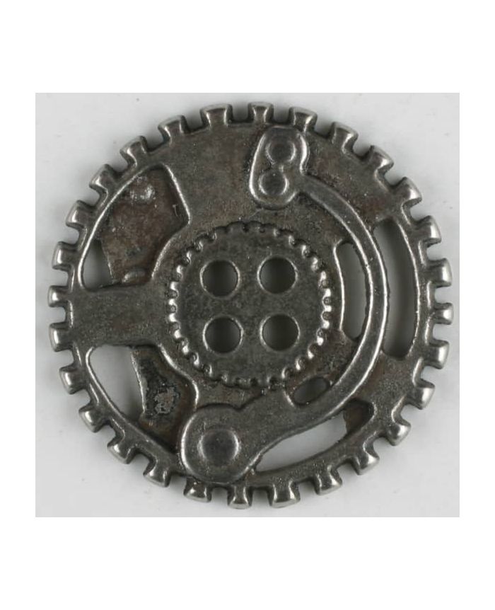 Steampunk button 30mm Silver