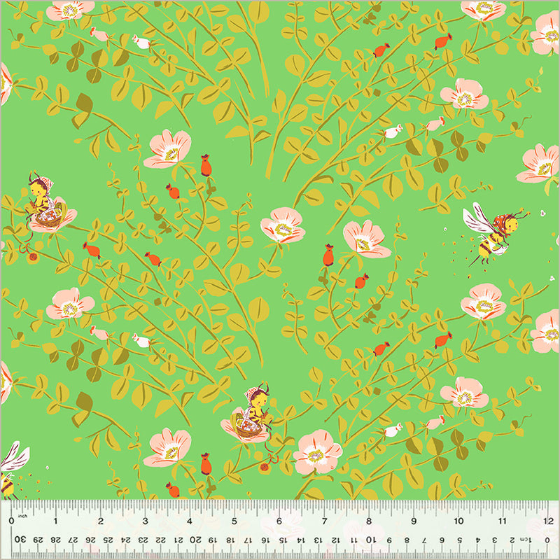 Heather Ross STUDIO EDIT: Nanny Bee-Green (1/4 Yard)