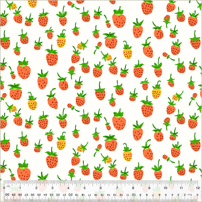 Heather Ross STUDIO EDIT: Strawberries-White (1/4 Yard)