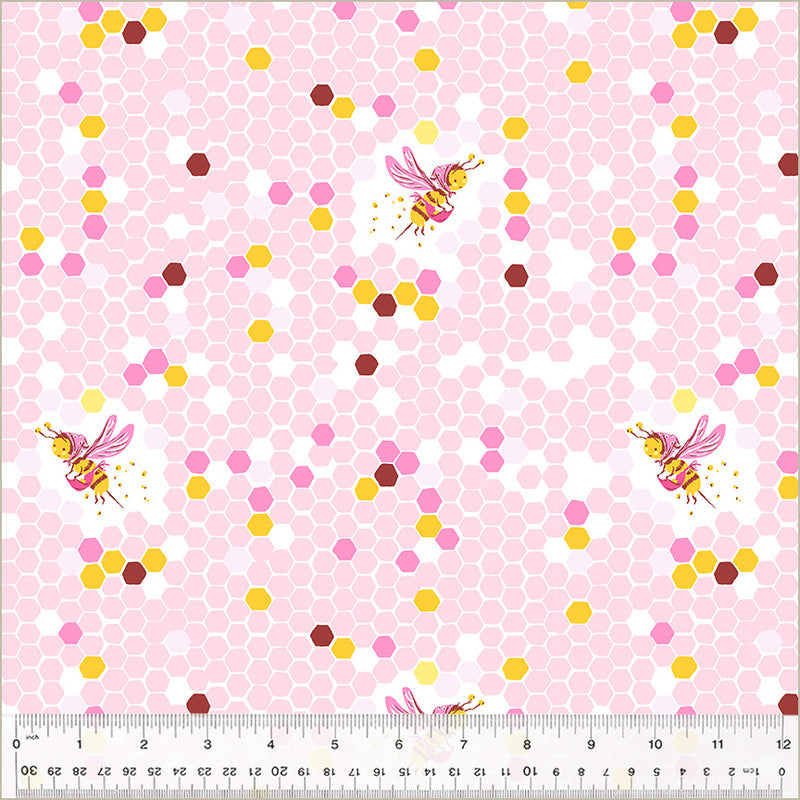 Heather Ross STUDIO EDIT: Hex Bee-Pink (1/4 Yard)