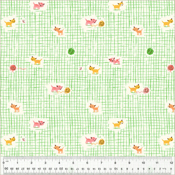 Heather Ross STUDIO EDIT: Kitten Plaid-Green (1/4 Yard)