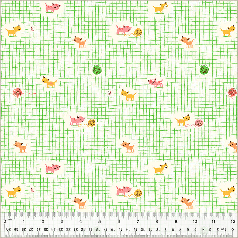 Heather Ross STUDIO EDIT: Kitten Plaid-Green (1/4 Yard)