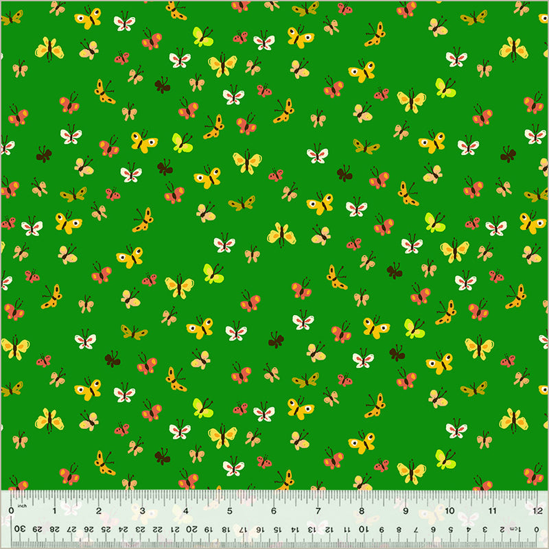 Heather Ross STUDIO EDIT: Butterflies-Green (1/4 Yard)