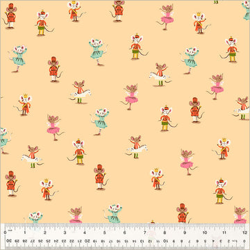 Heather Ross STUDIO EDIT: Nutcracker Mice-Peach (1/4 Yard)