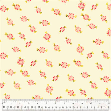 Heather Ross STUDIO EDIT: Peppermint Candies-Cream (1/4 Yard)