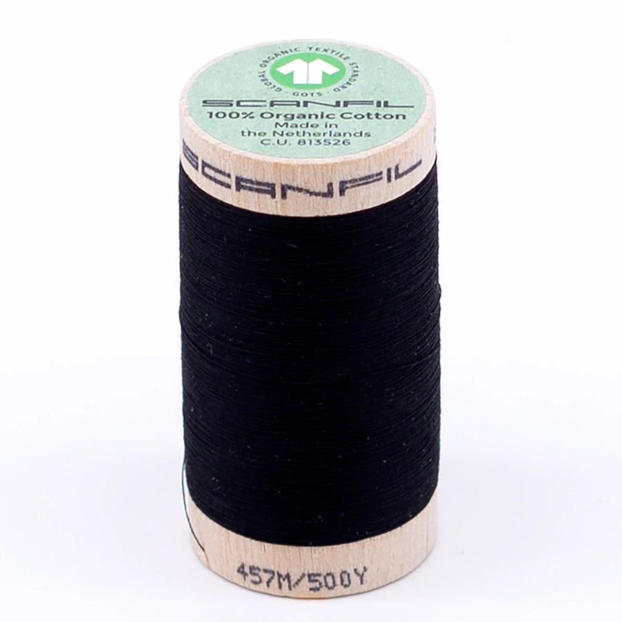 Scanfil: Organic Cotton Thread 50wt- Jet Black 4808