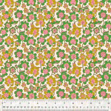 Heather Ross FORESTBURGH: Clover-Teal (1/4 Yard)