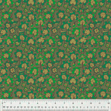 Heather Ross FORESTBURGH: Clover-Olive (1/4 Yard)