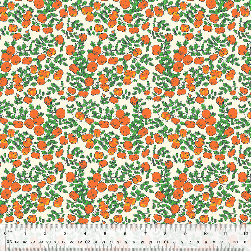 Heather Ross FORESTBURGH: Apples-Ivory (1/4 Yard)