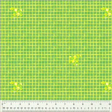 Heather Ross BY HAND: Windowpane-Green (1/4 Yard)