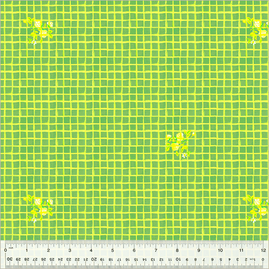 Heather Ross BY HAND: Windowpane-Green (1/4 Yard)