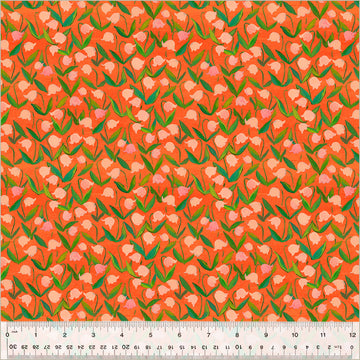 Heather Ross BY HAND:  Flowerbed-Coral (1/4 Yard)