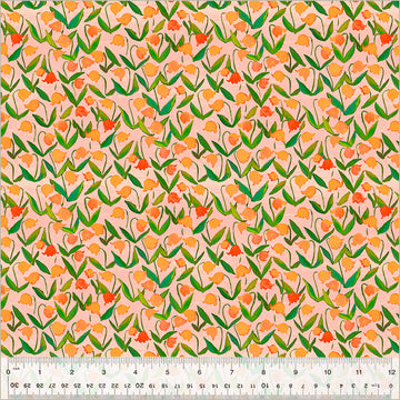 Heather Ross BY HAND:  Flowerbed-Salmon (1/4 Yard)