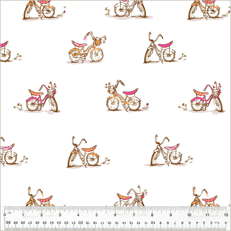 Heather Ross STUDIO EDIT: Dream Bike-White (1/4 Yard)