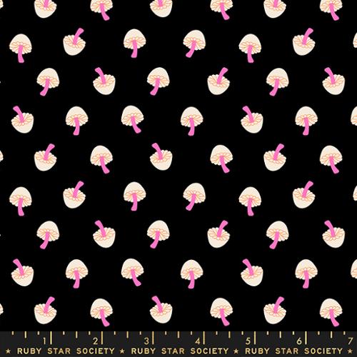 Ruby Star Society TINY FRIGHTS: Mushroom-Black (1/4 Yard)