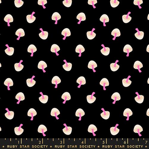 Tiny Frights: Mushroom Black (1/4 Yard)