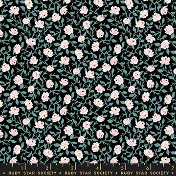 Tiny Frights: Brambling Rose Florals Black (1/4 Yard)