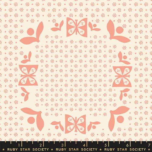 Ruby Star Society SUGAR MAPLE: Retro Vintage Kitchen Butterflies- Melon (1/4 Yard)