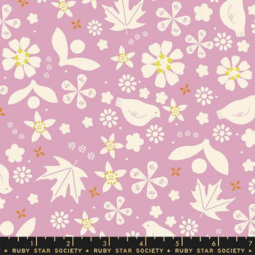 Ruby Star Society SUGAR MAPLE: Pollinator Novelty Birds Nature Leaves Seeds- Dark Peony (1/4 Yard)