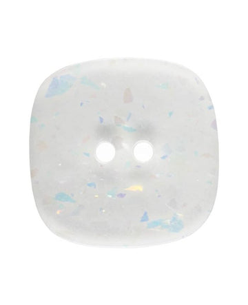 Square transparent button with glitter 20mm