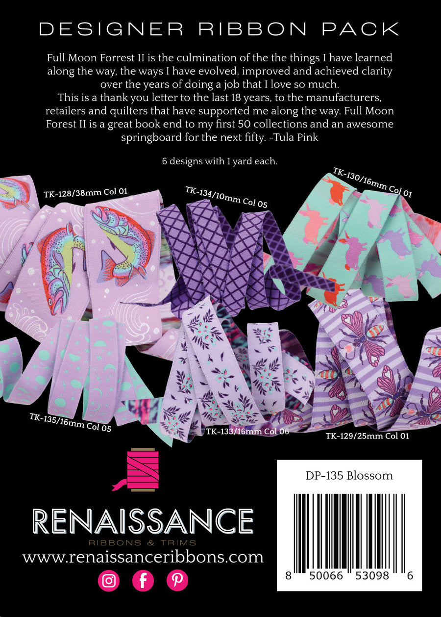 Tula Pink FULL MOON FOREST II: Blossom-Designer Ribbon Pack