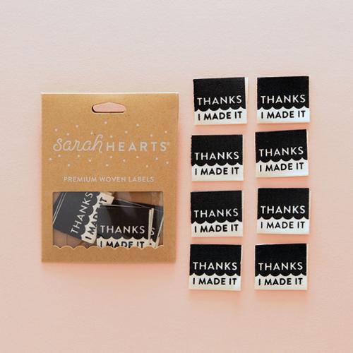 Sarah Hearts Sew in Labels: Thanks I Made It- Black