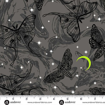PHANTASM: Mystic Moths-Raven (1/4 Yard)