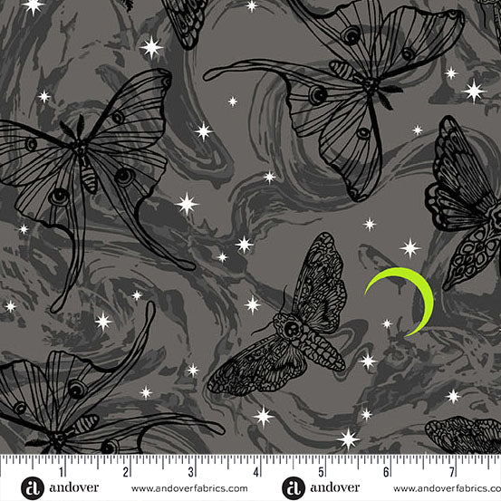 PHANTASM: Mystic Moths-Raven (1/4 Yard)