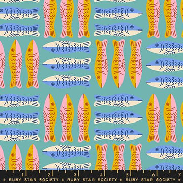 Ruby Star Society OOH LUCKY LUCKY: Sardines-Turquoise (1/4 Yard)