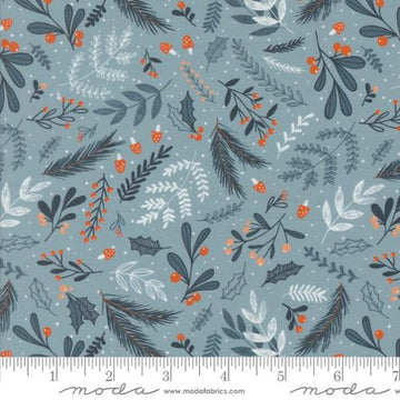 PURRFECT CHRISTMAS: Holly and Pine Florals-Igloo (1/4 Yard)