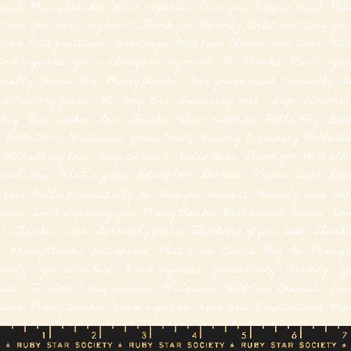 Ruby Star Society SALUTATIONS: Hello Goodbye-Natural (1/4 Yard)