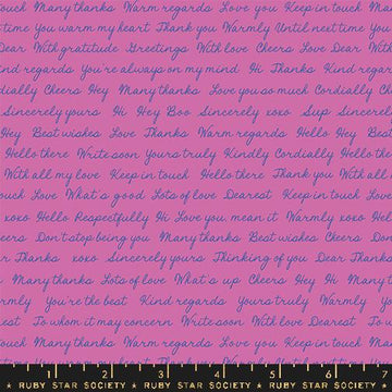 Ruby Star Society SALUTATIONS: Hello Goodbye-Heliotrope (1/4 Yard)