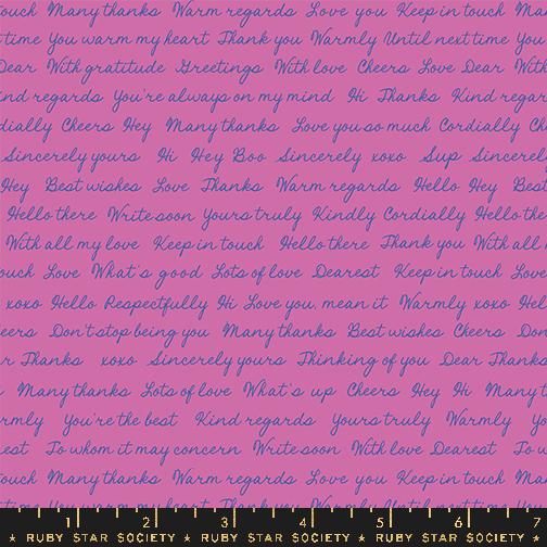 Ruby Star Society SALUTATIONS: Hello Goodbye-Heliotrope (1/4 Yard)