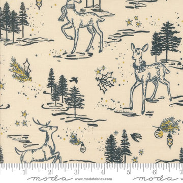 OLD WORLD YULETIDE: Oh Deer Toile-Eggshell (1/4 Yard)