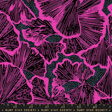 Ruby Star Society GLOW GARDEN: Ginko-Black (1/4 Yard)